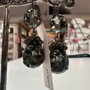 Mariana Black Crystal Drop Earrings